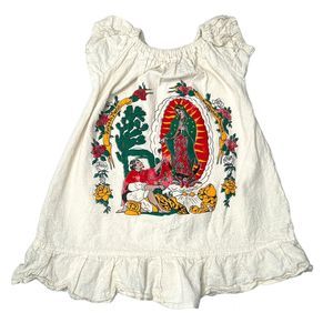 Infant Girls Dress 18-24 Months Religious Madonna Mexican Jesus Cotton Printed